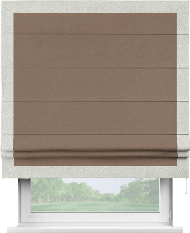 Римская штора «Кортин» с кантом Чесс, для проема, ткань блэкаут однотонный коричневый